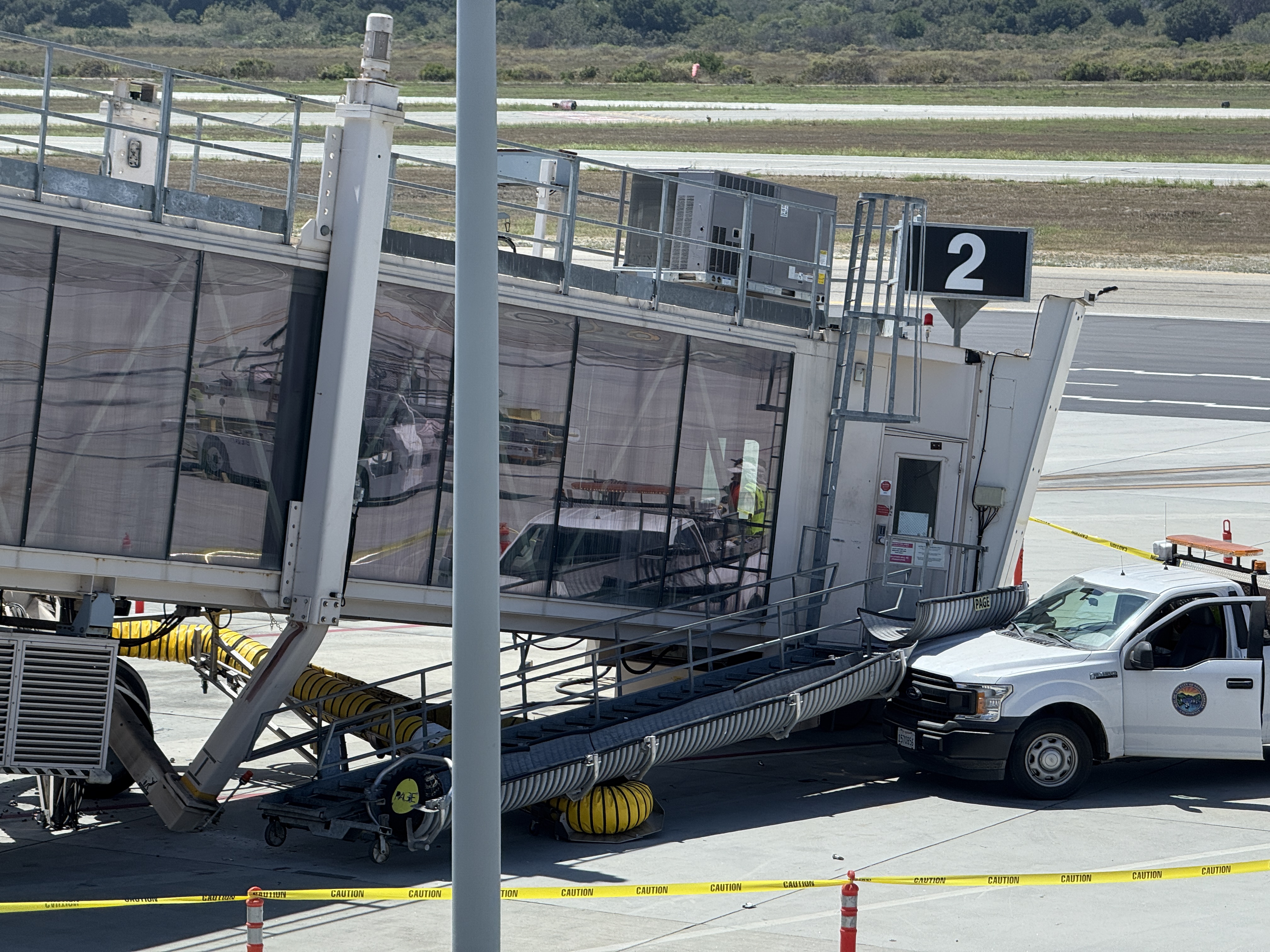 Jet bridge collapsed at SBA