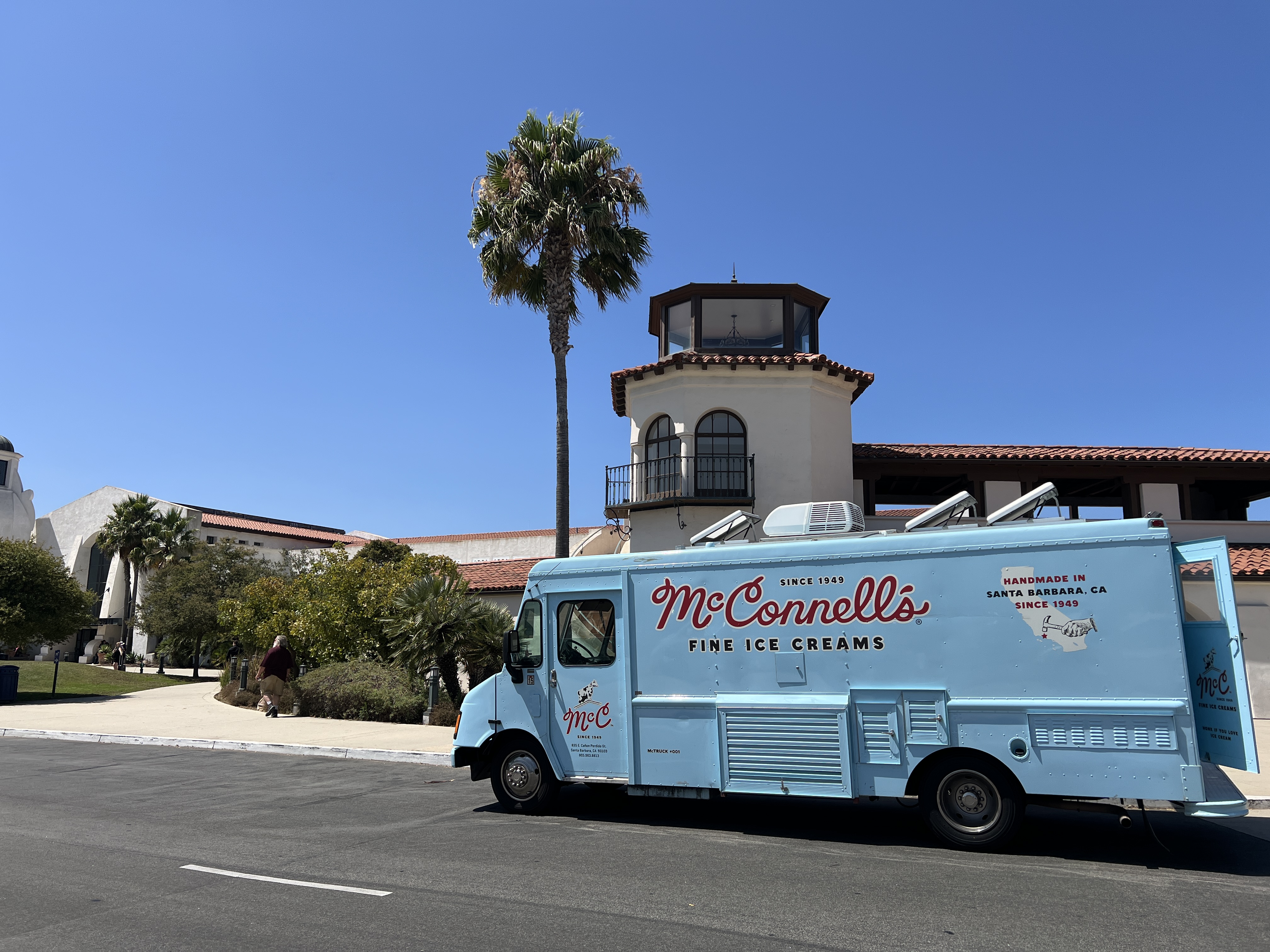 McConnell's ice cream truck parked outside the SBA terminal