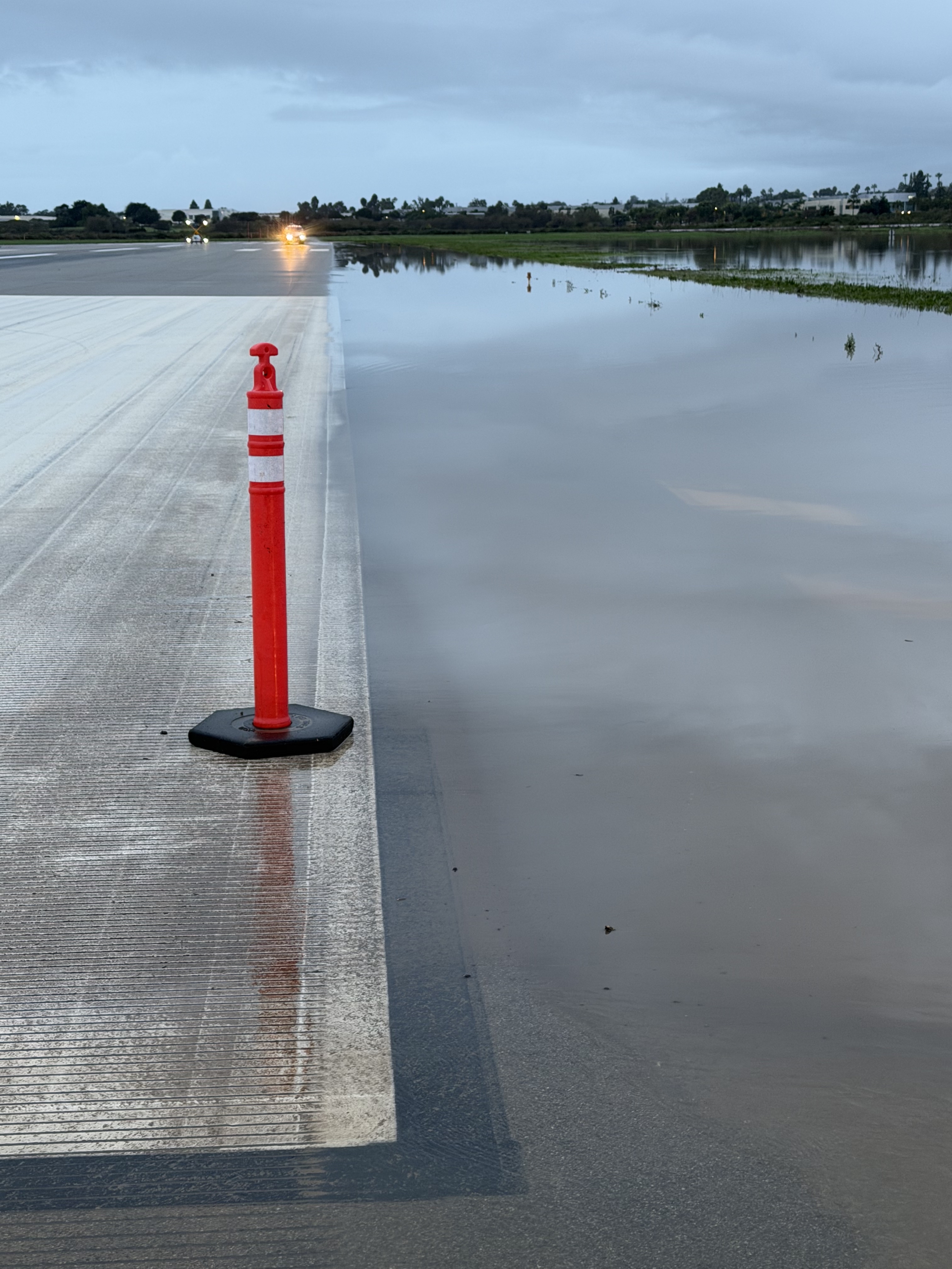 flooded runway at sba