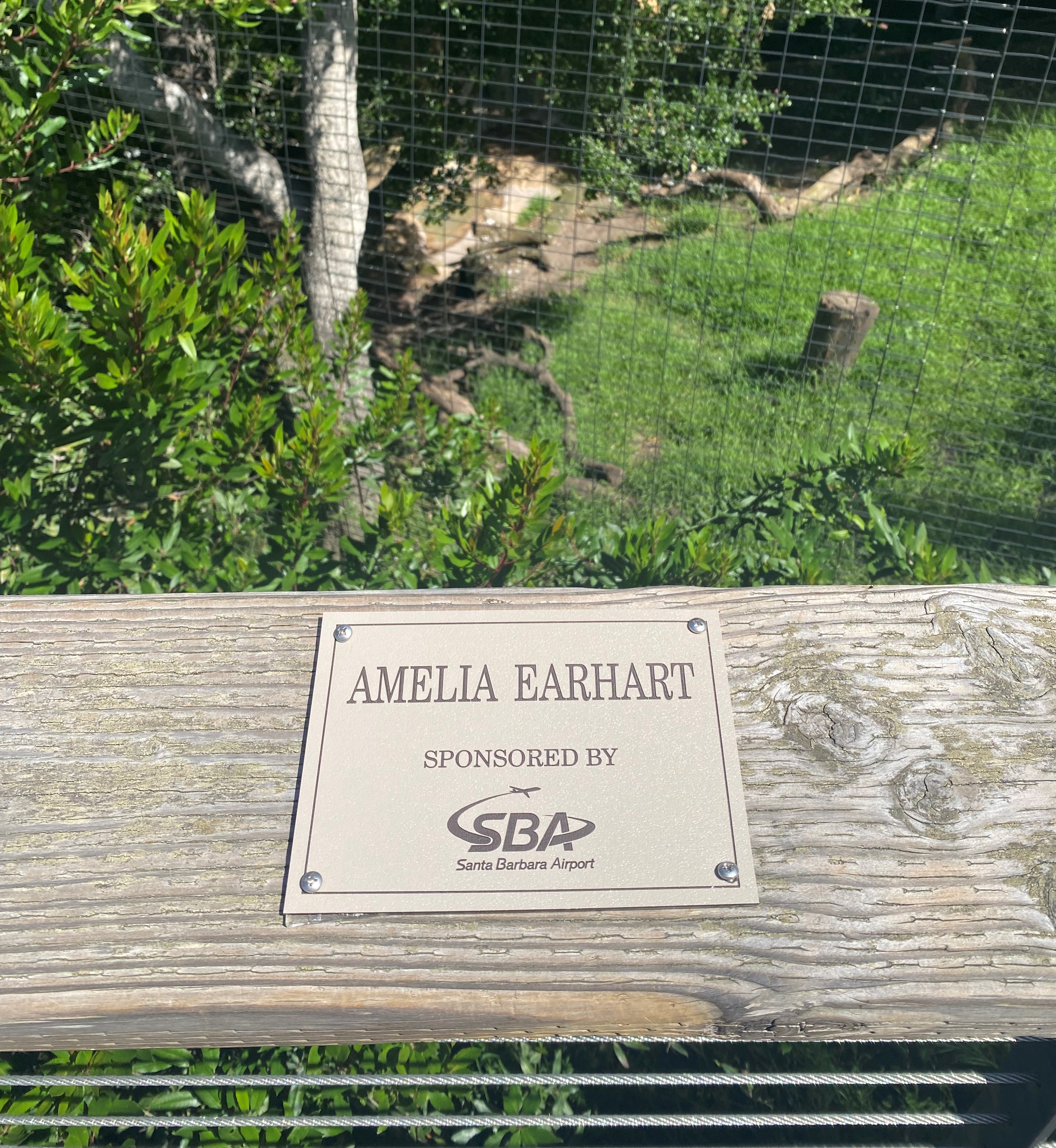 Plaque reads Amelia Earhart sponsored by SBA