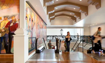 Escalators in the terminal of the Santa Barbara Airport