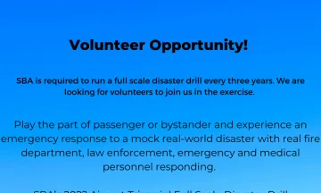SBA Volunteers Needed Flyer with details of event