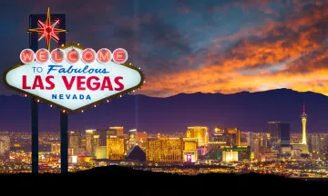 Photo of Vegas cityscape at sunset