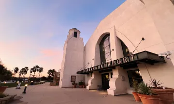 The entrance to the SBA Terminal at sunrise.