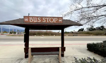 Bus stop located in front of the SBA Terminal.