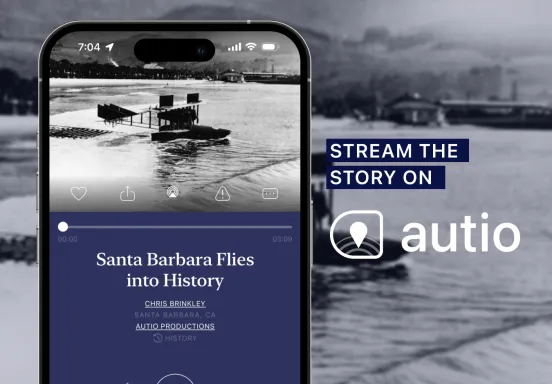 Historic Photo of SBA behind advertisement for Auto App