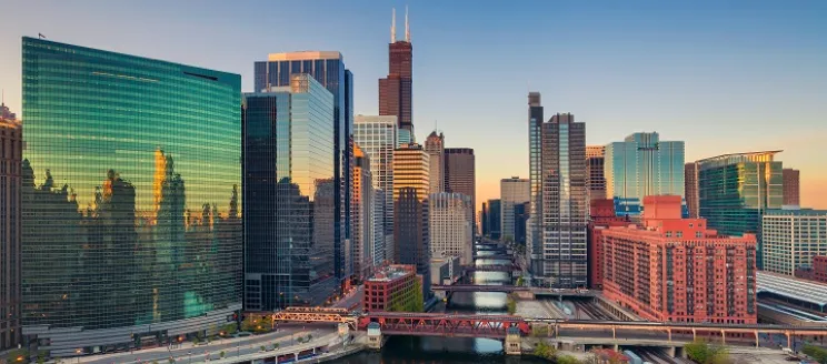 Chicago Sky Line at Sunset