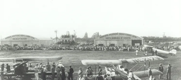 1933 SBA Air Show with General Western Aero Hangars in backdrop