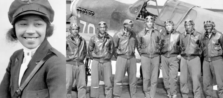 Photos of Bessie Coleman and Tuskegee Airmen