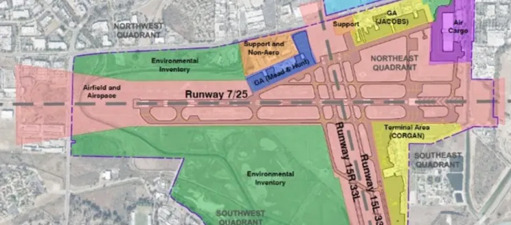 Map of SBA property with various sections highlighted 