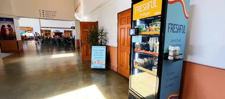 Wideshot of the Freshful Fridge on the second floor of the terminal