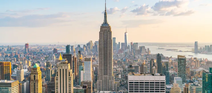 New York skyline at sunset