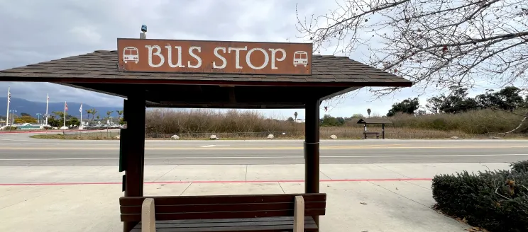 Bus stop located in front of the SBA Terminal.