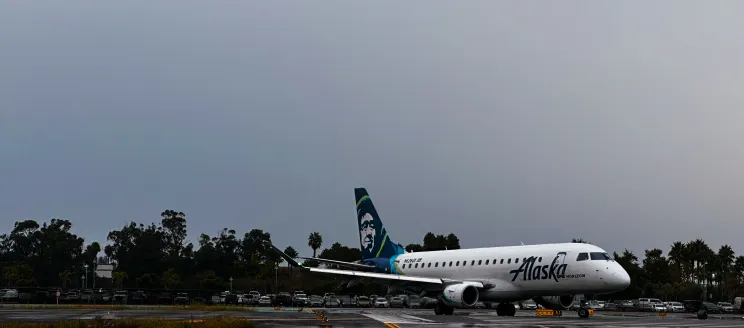 Airplane on a wet runway
