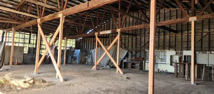 Structural wood posts and cross bracing