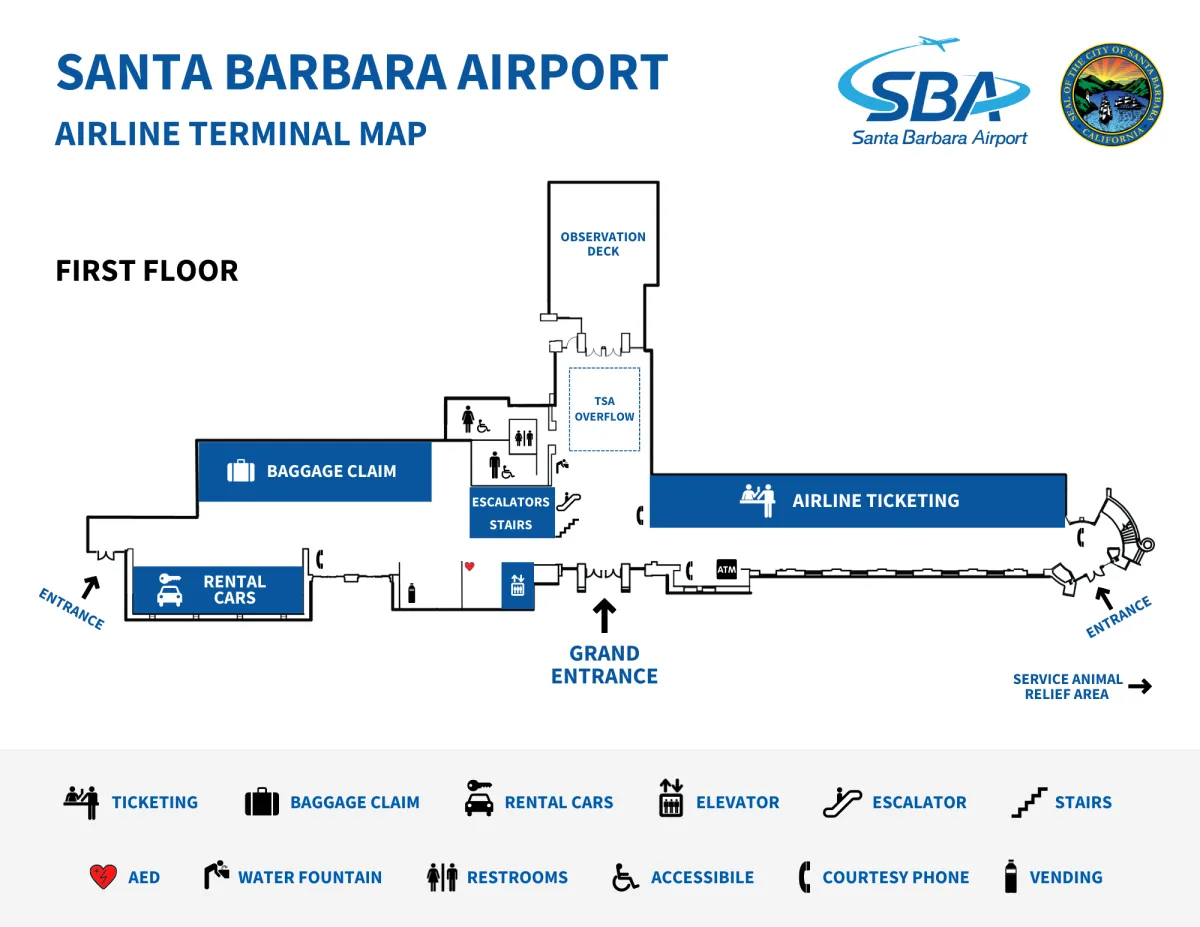 Map of the first floor of Terminal