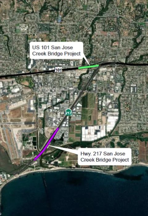 Map of location of Caltrans Projects